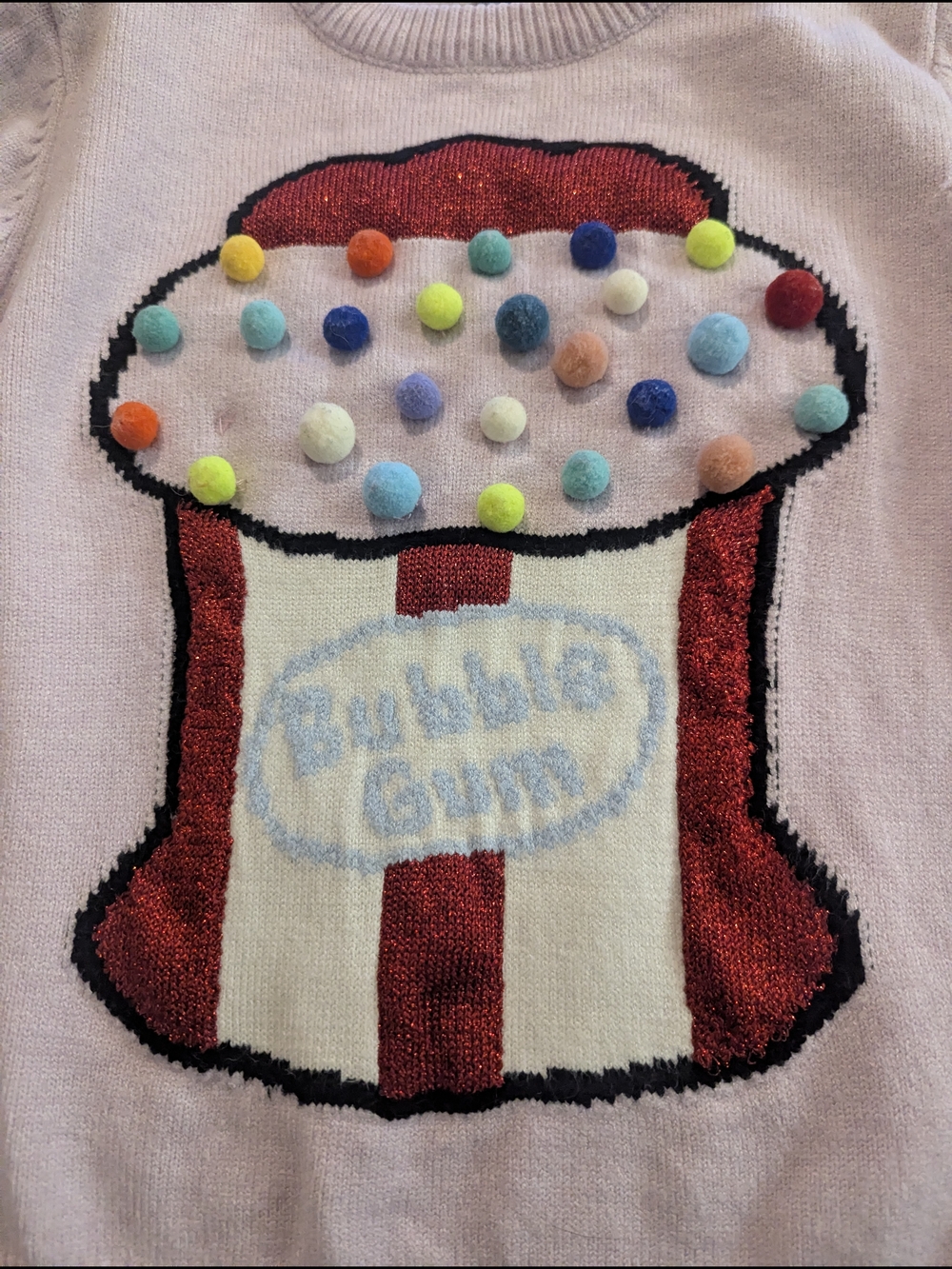 Lola And The Boys Girls Bubble Gum Pom-Pom Sweater - Pale Pink - Picture 2 of 4